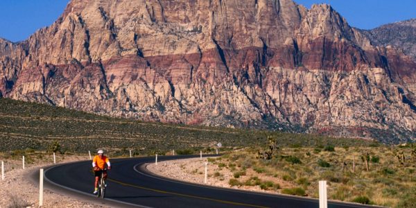 Biker at Red Rock National conservation area in Summerlin