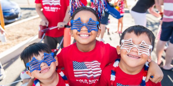 Three boys at the fourth of July parade in Summerlin