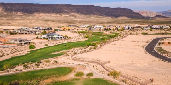 Aerial view of custom home lots in The Ridges in Summerlin