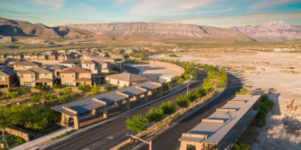 Aerial view of the entrance to Stonebridge in Summerlin