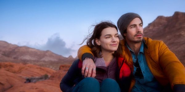 Couple embracing at Red Rock National Conservation Area