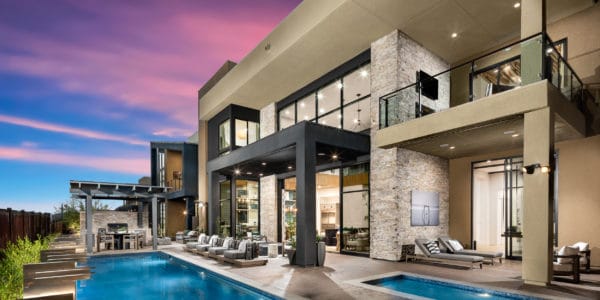 Backyard of Calico in Mesa Ridge by Toll Brothers in The Mesa in Summerlin