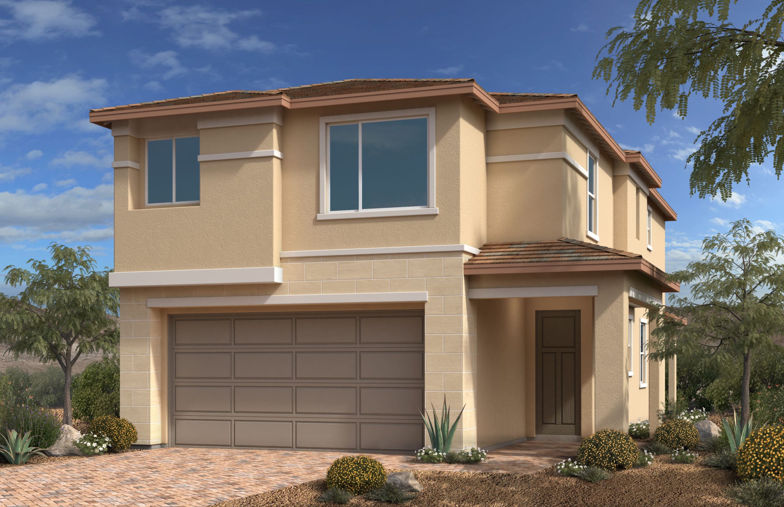 Front Elevation F of Plan 2070 in Bristle Vale by KB Home in Stonebridge in Summerlin