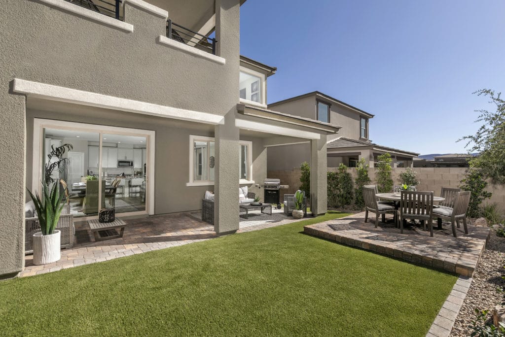Patio in Plan 2466 Model in Bristle Vale by KB Home in Stonebridge in Summerlin