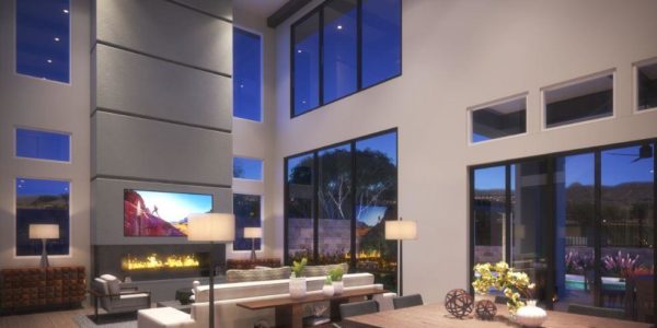 Living room of Mesa Ridge model home by Toll Brothers in Summerlin