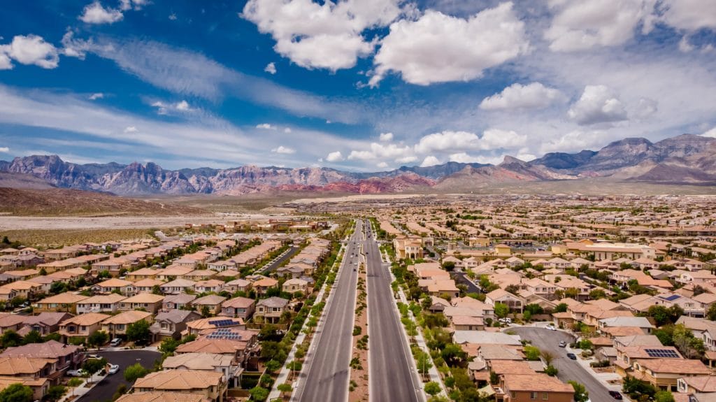 Aerial view of Stonebridge road facing Red Rock National Conservation Area