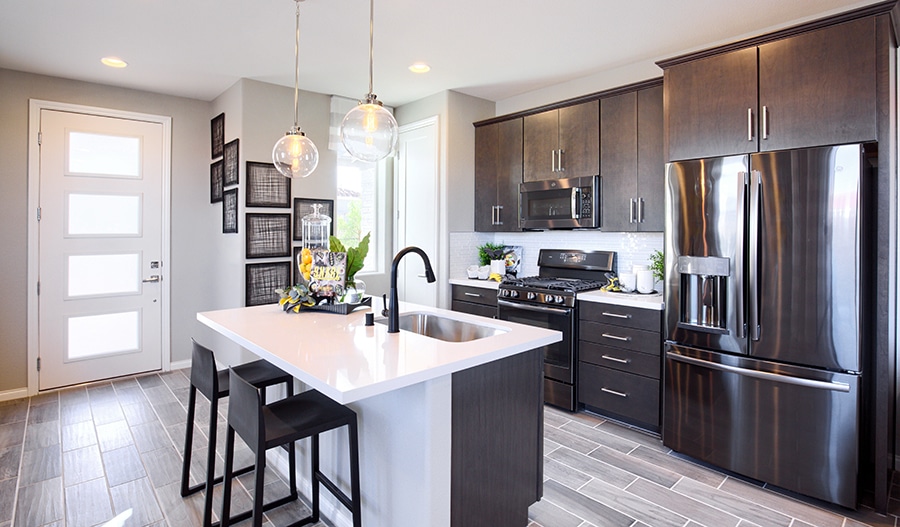Kitchen in Chicago Model in Moro Pointe by Richmond American Homes in Redpoint Square in Summerlin
