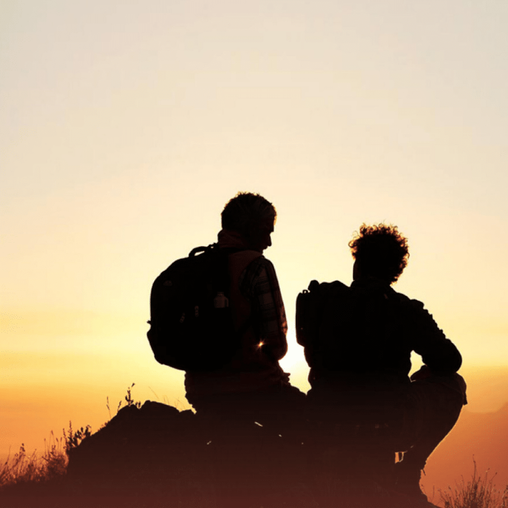 Hikers at sunset in Summerlin