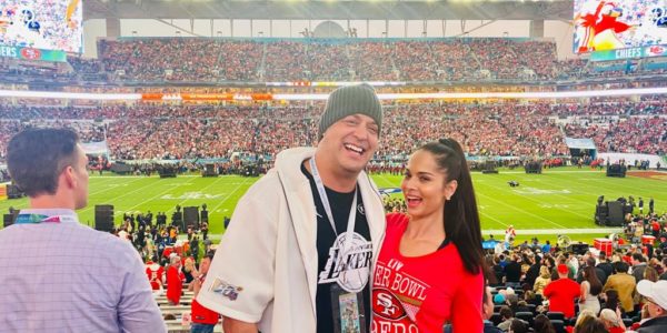 Jean Robert Bellande and his wife at a baseball game