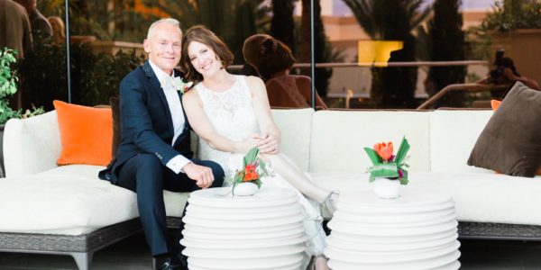 Lori Nelson and her husband on their wedding day