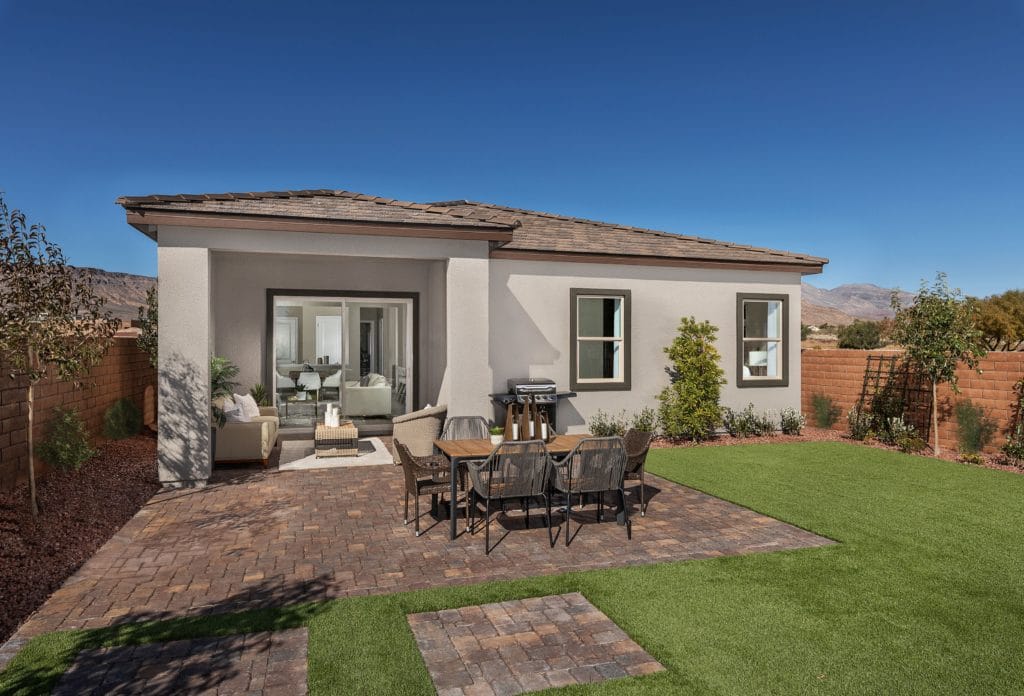 Rear patio of Stonegate by KB Home in Summerlin