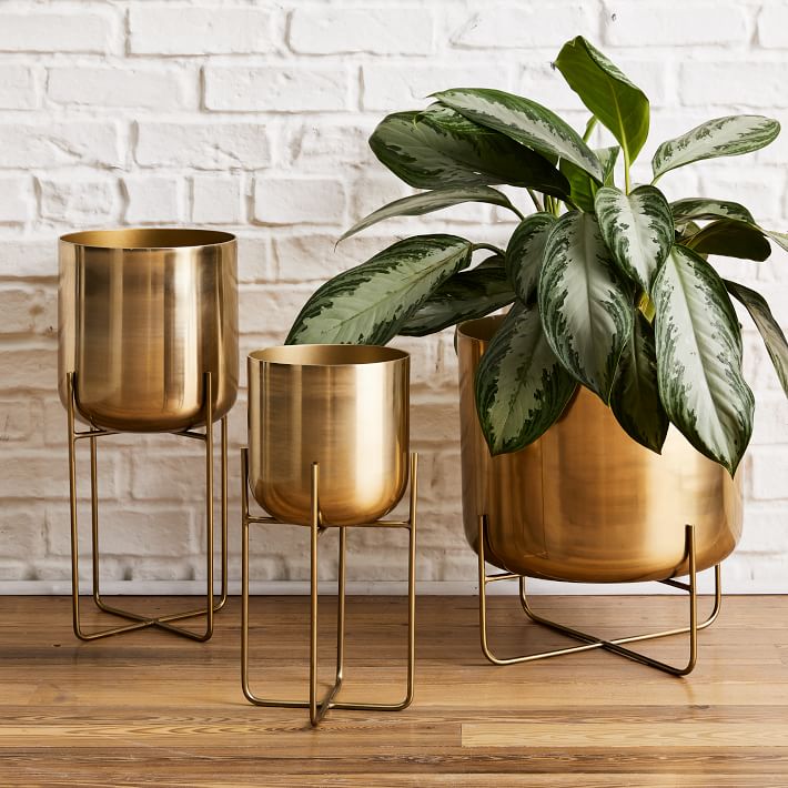 Spun Metal Standing Planter from West Elm