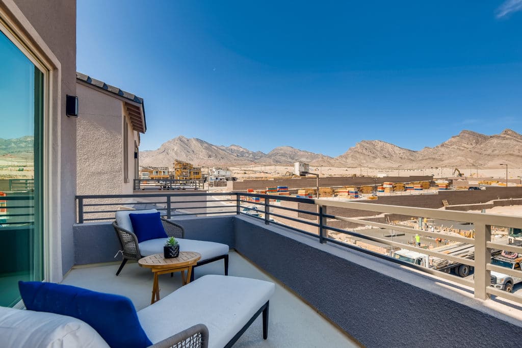 Primary Bedroom Balcony of Opal Plan 4 at Obsidian by Woodside