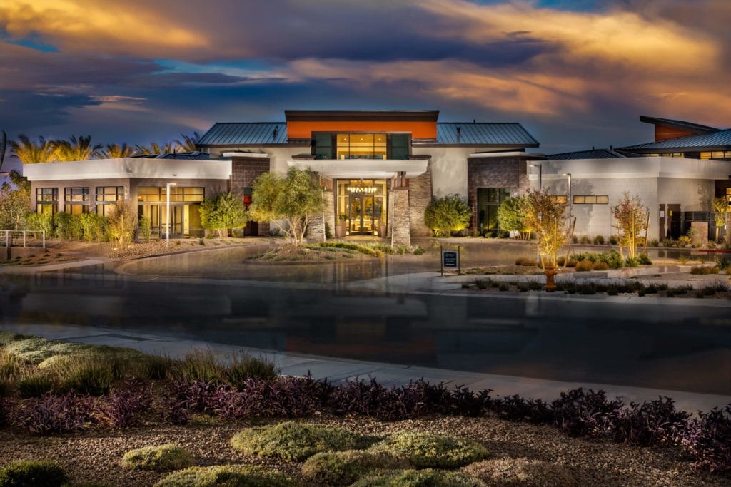 Regency by Toll Brothers clubhouse at twilight