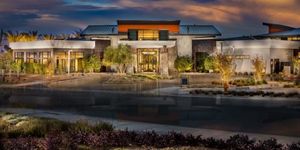 Regency by Toll Brothers clubhouse at twilight