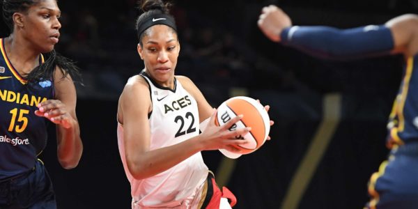 Aja Wilson Driving Basketball