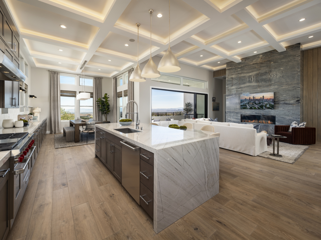 Great Room of Blackwood Terrace Model at Glenrock by Toll Brothers