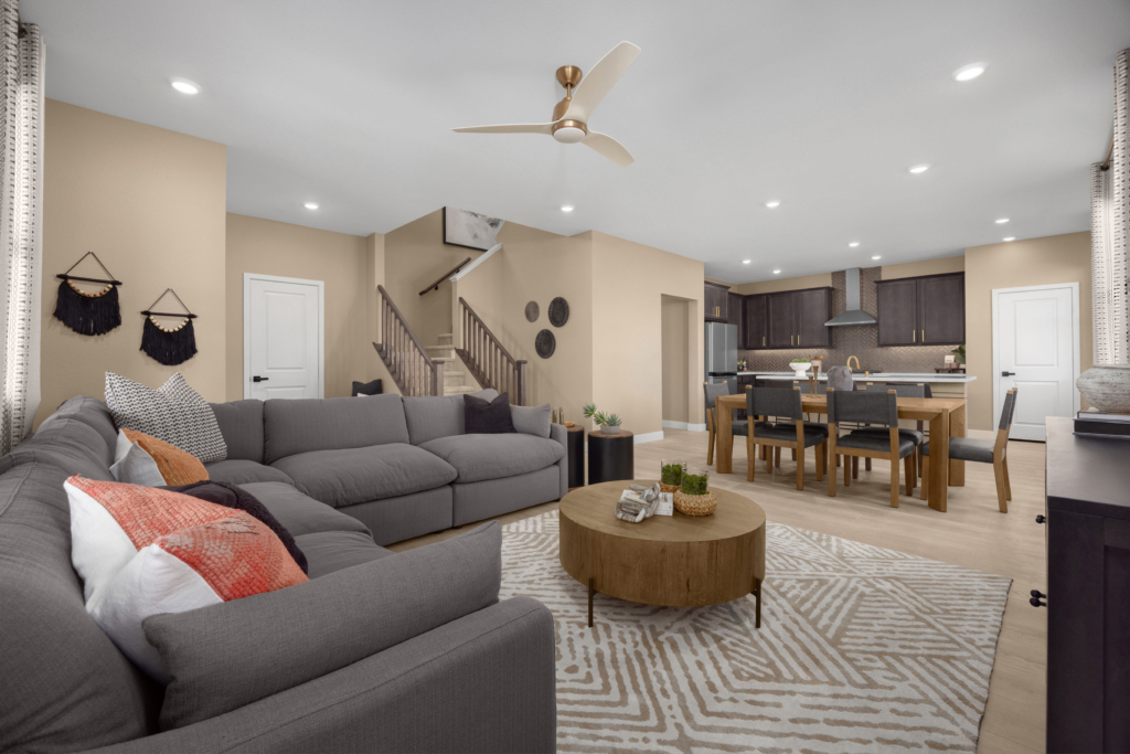 Great Room of Plan 1947 End at Caldwell Park by KB Home