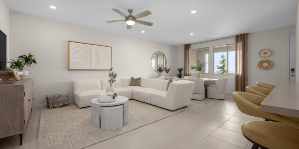 Great Room of Plan 1687 Interior at Caldwell Park by KB Home