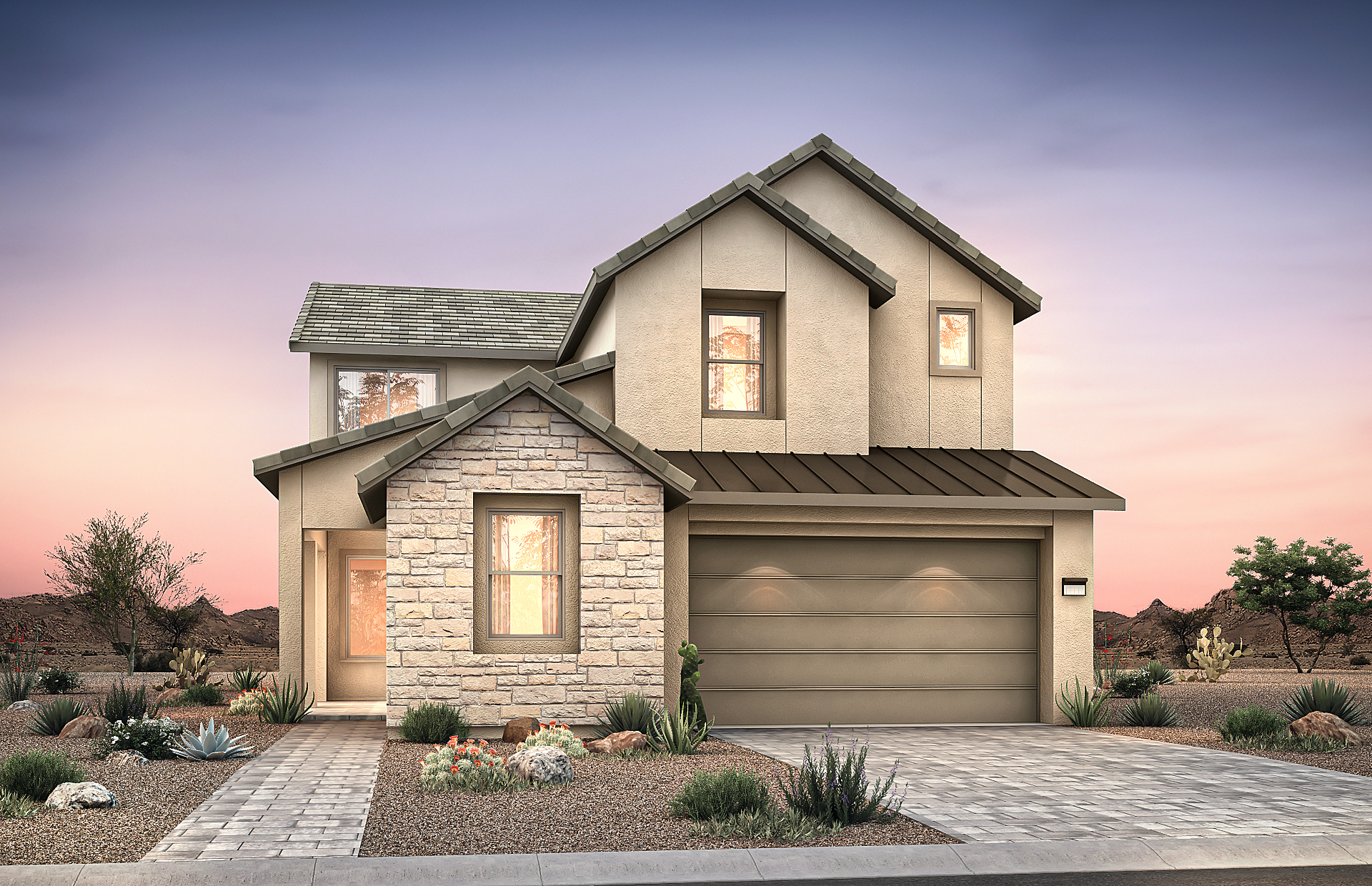 Front Elevation B of Palermo Floorplan at Brantley by Pulte Homes